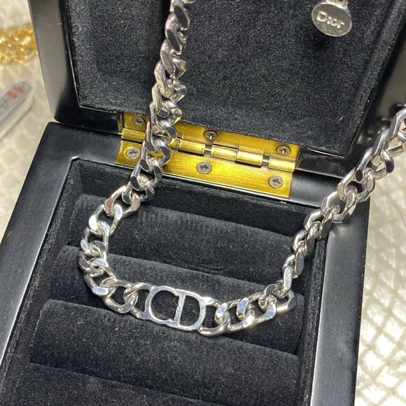 Authentic Christian Dior Vintage Chain Necklace CD Logo Heavy Statement 17” - Picture 2 of 12